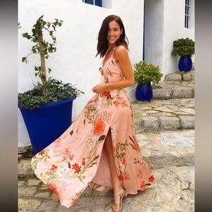 Lulu's Pink Sleeveless Maxi Dress with Slit